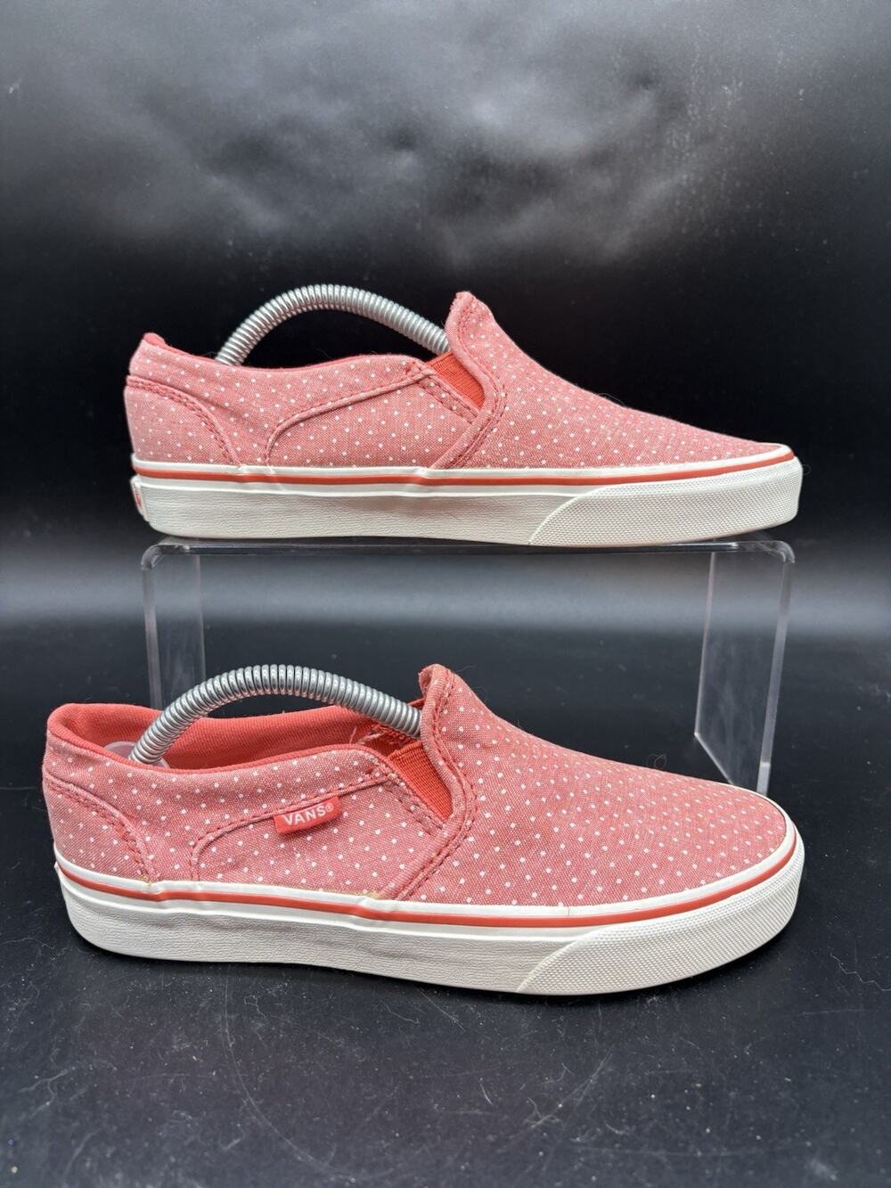 Vans Polka Dot Pink White Slip on Sneaker Womens Size 6